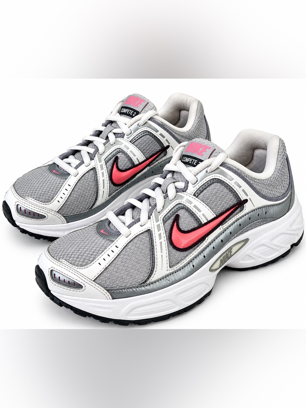 Nike Compete 2 Women’s 8 Silver Pink Y2K Retro Running Sneakers 395710-061
